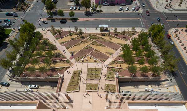 Image credit: Pete V. Domenici U.S. Courthouse Sustainable Landscape Renovation. Image by Robert Reck.