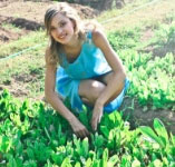 Young woman with plants